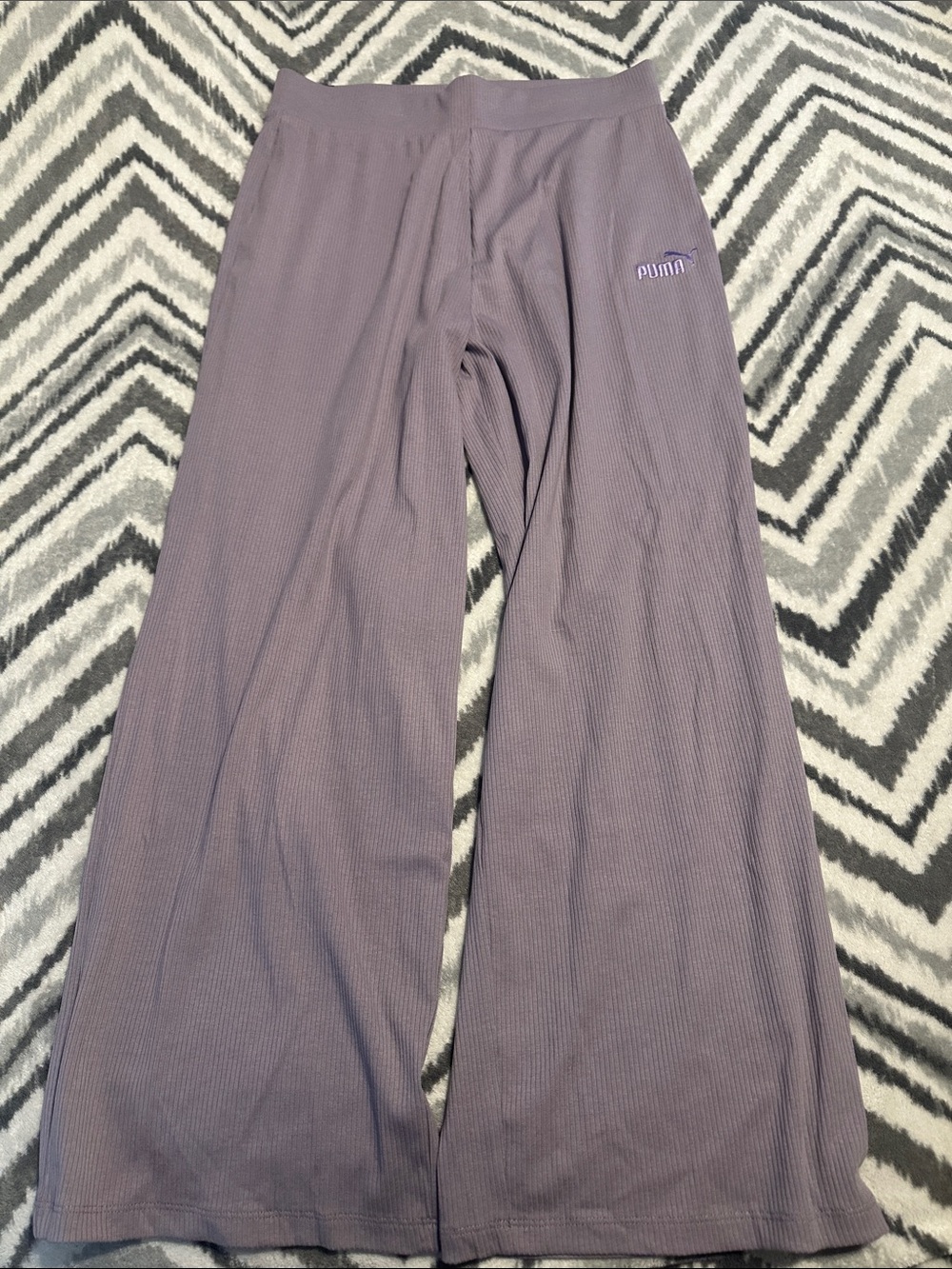 Puma Ribbed Wide-Leg Pants in Dusty Lavender